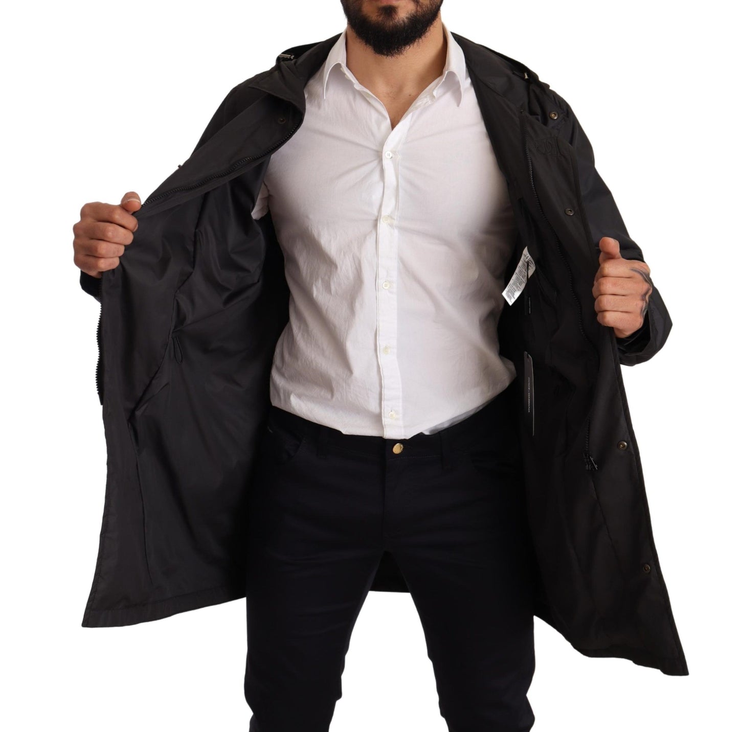 - Elegant Black Hooded Blouson Jacket