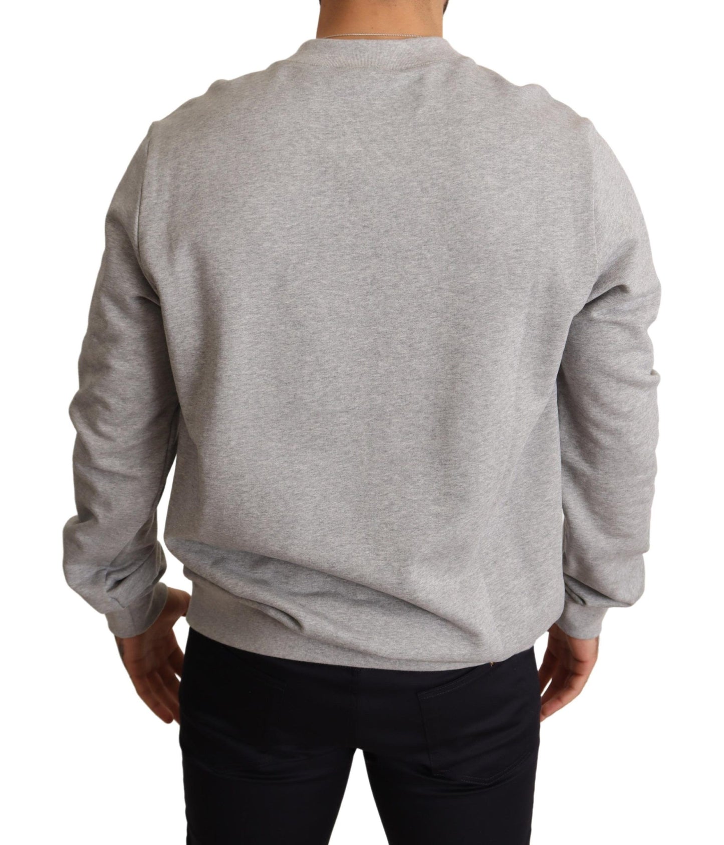 - Regal Crown Cotton Sweater - Sophisticated Gray