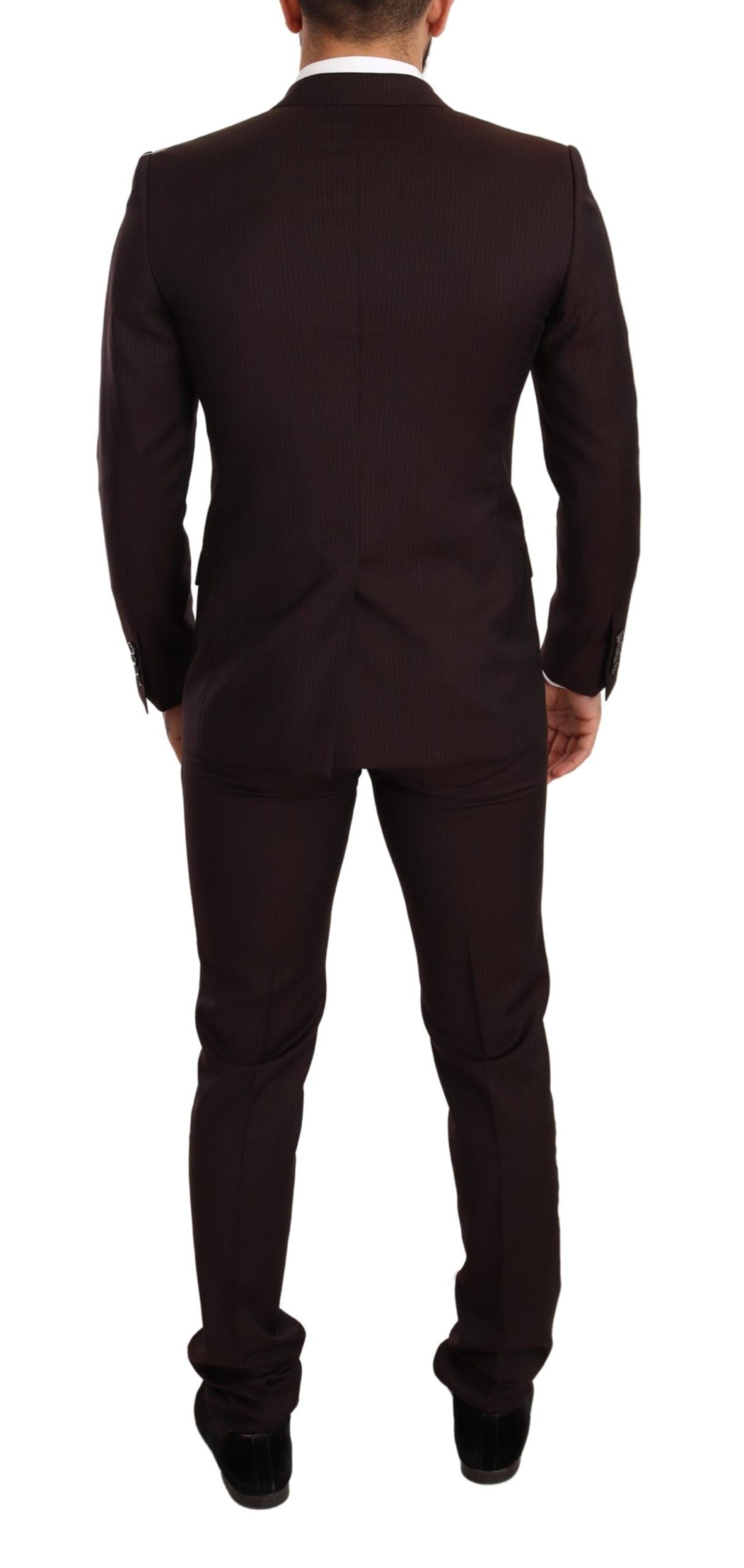 - Elegant Bordeaux Striped Martini Suit