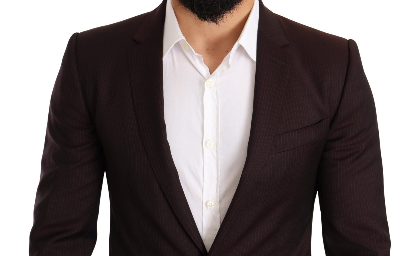 - Elegant Bordeaux Striped Martini Suit