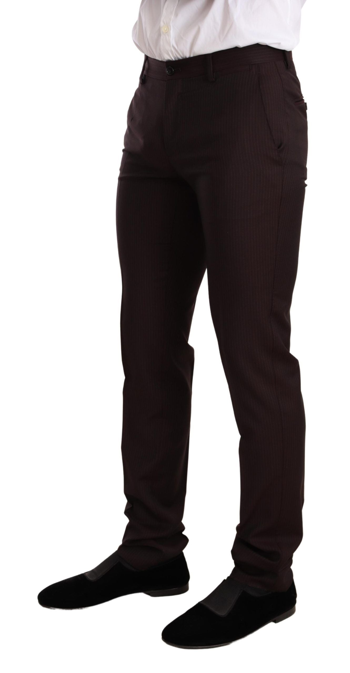 - Elegant Bordeaux Striped Martini Suit