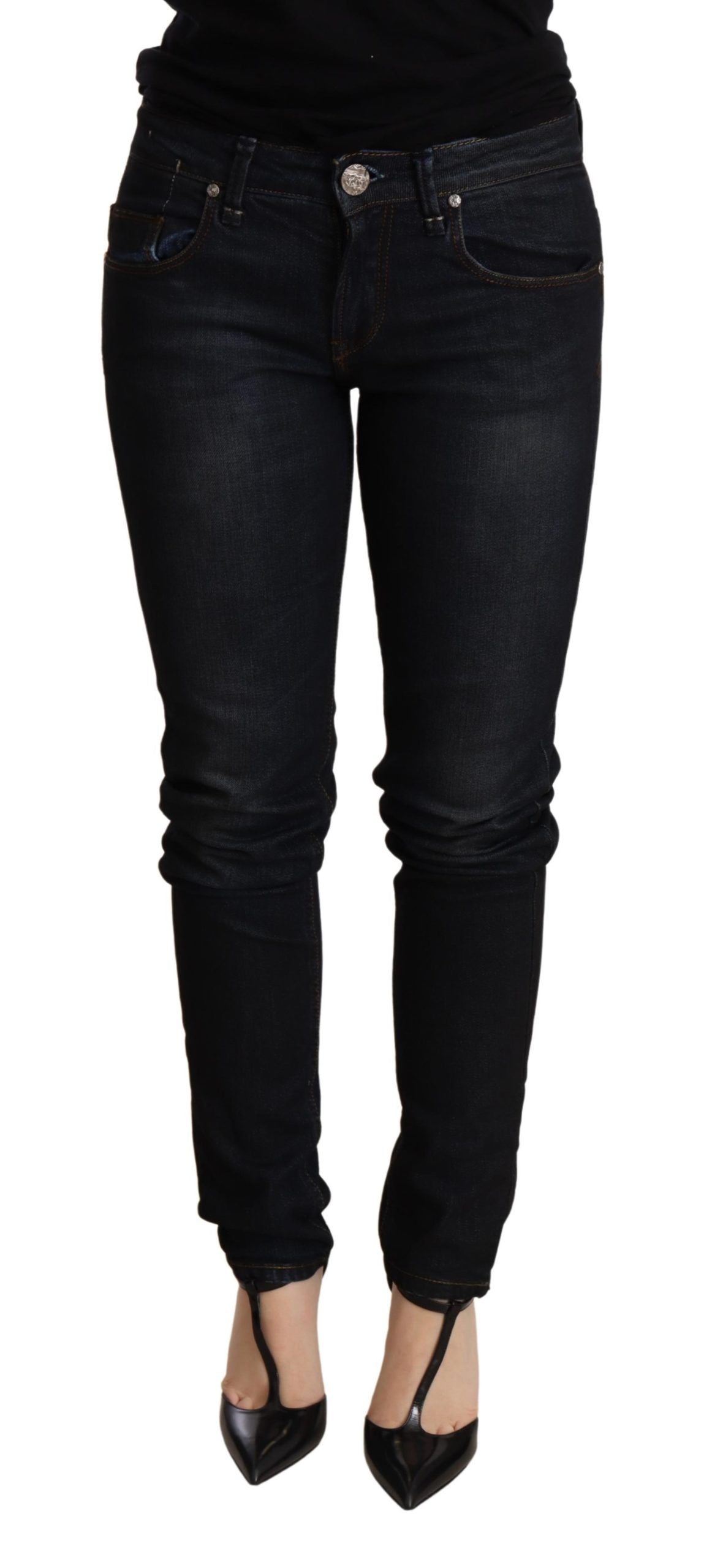 - Chic Blue Washed Skinny Low Waist Jeans