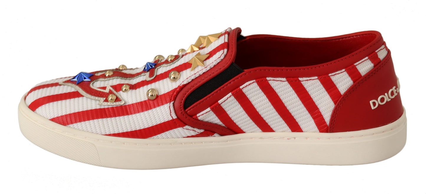 - Stripe Print Studded Loafers
