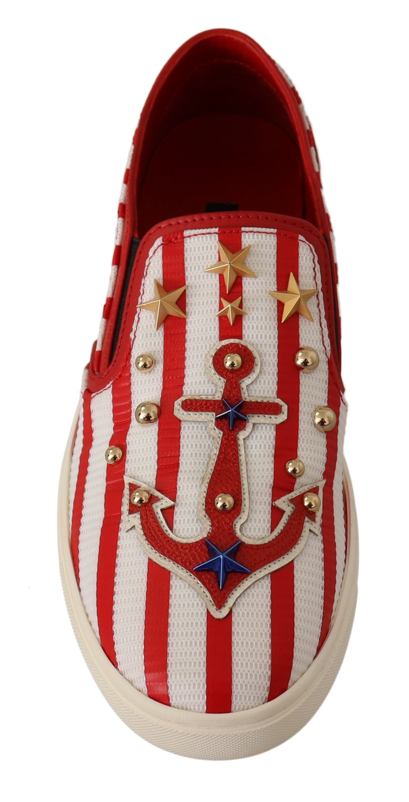 - Stripe Print Studded Loafers