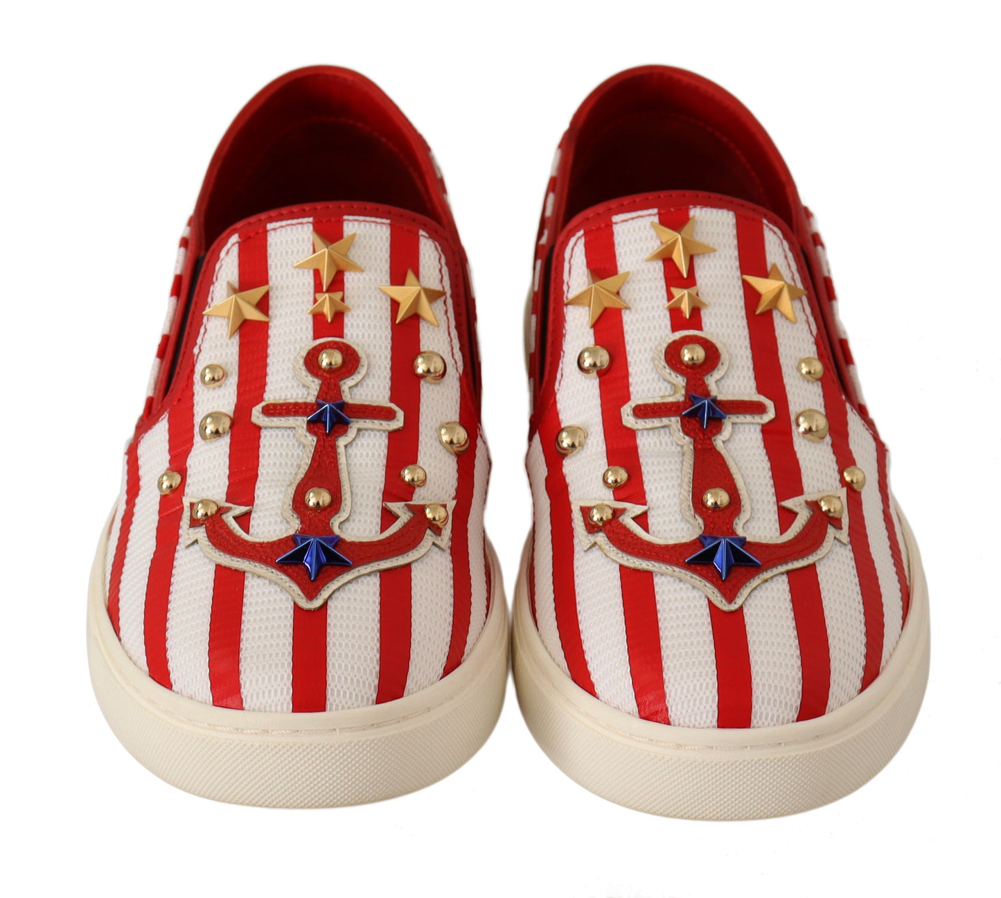 - Stripe Print Studded Loafers