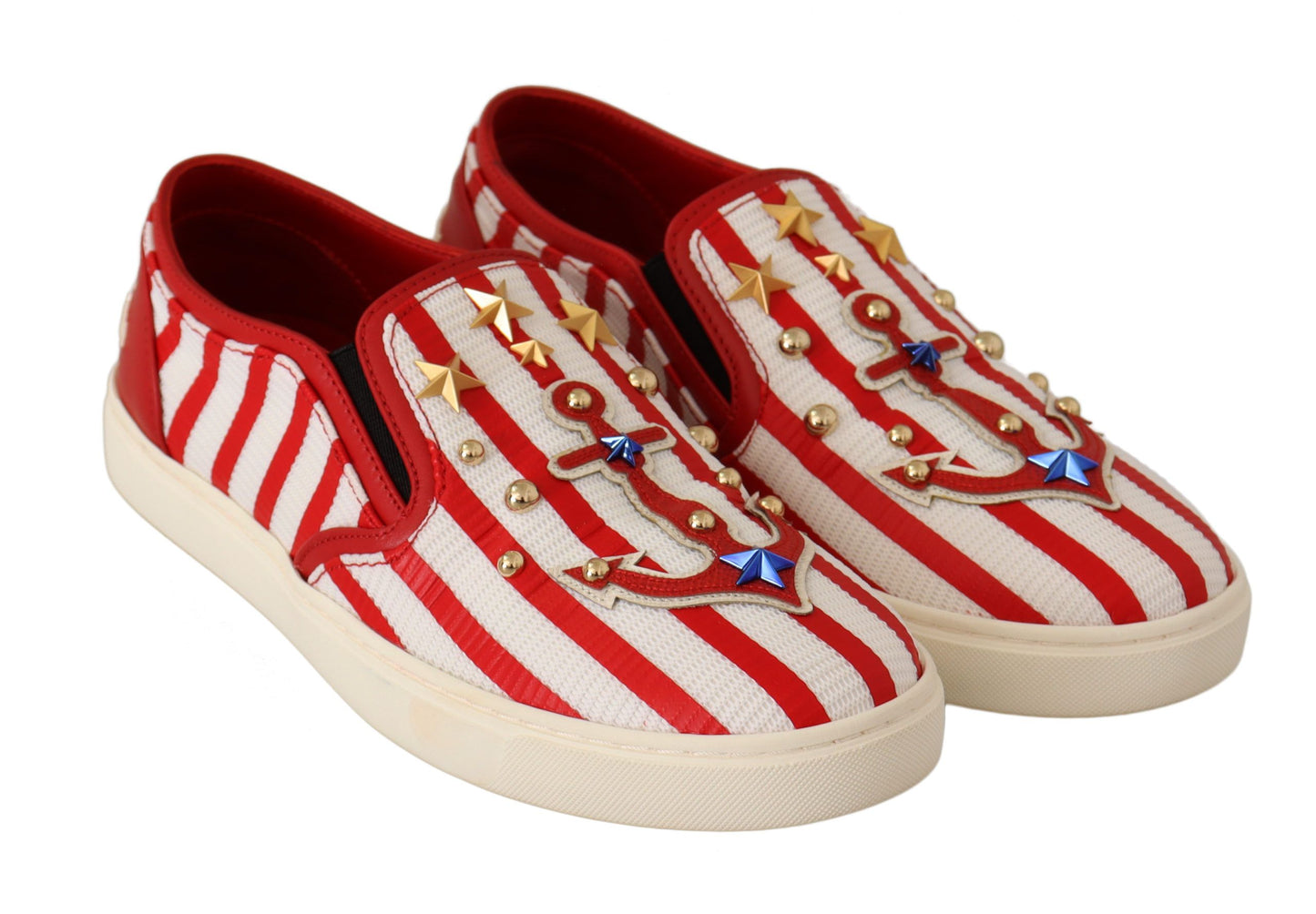 - Stripe Print Studded Loafers