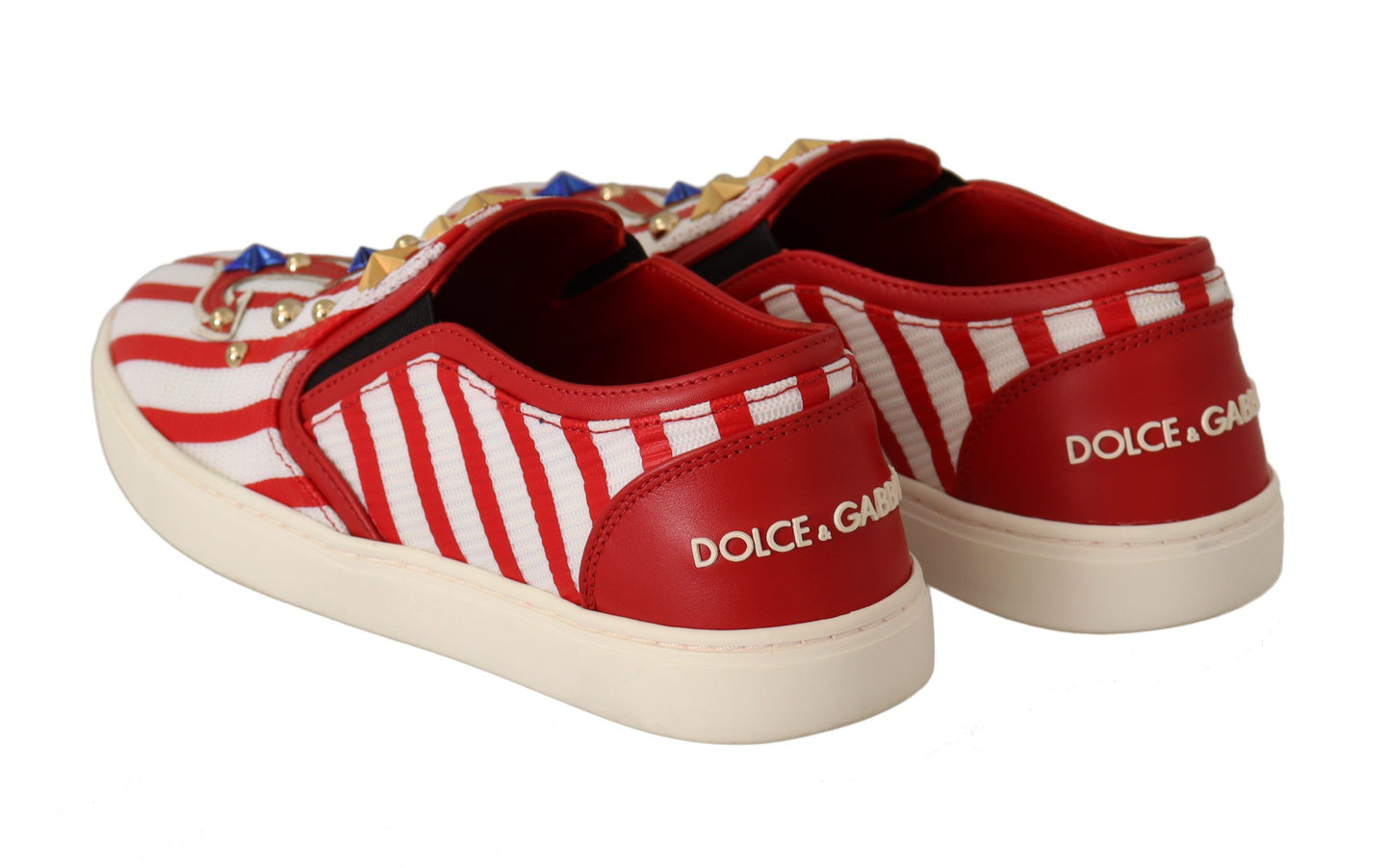 - Stripe Print Studded Loafers