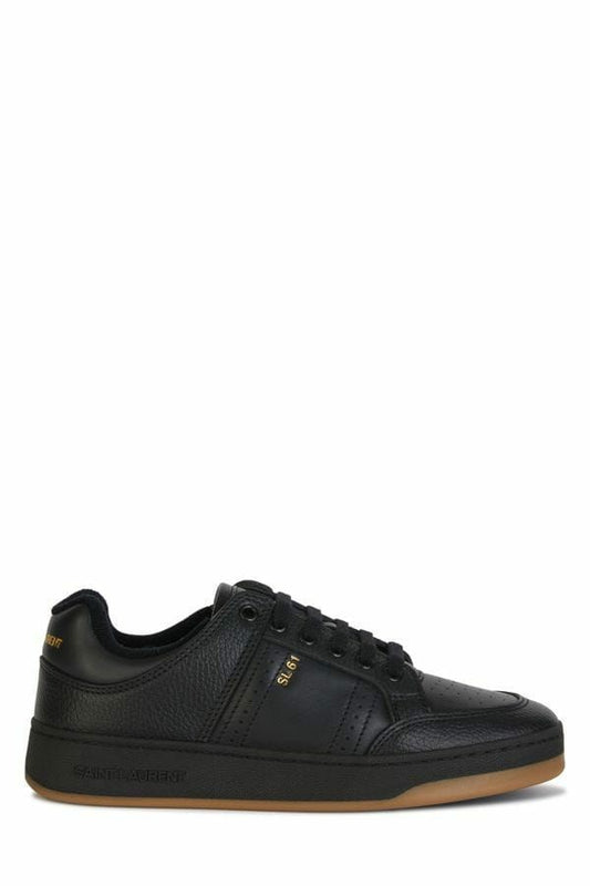 - Elegant Black Low-Top Leather Sneakers