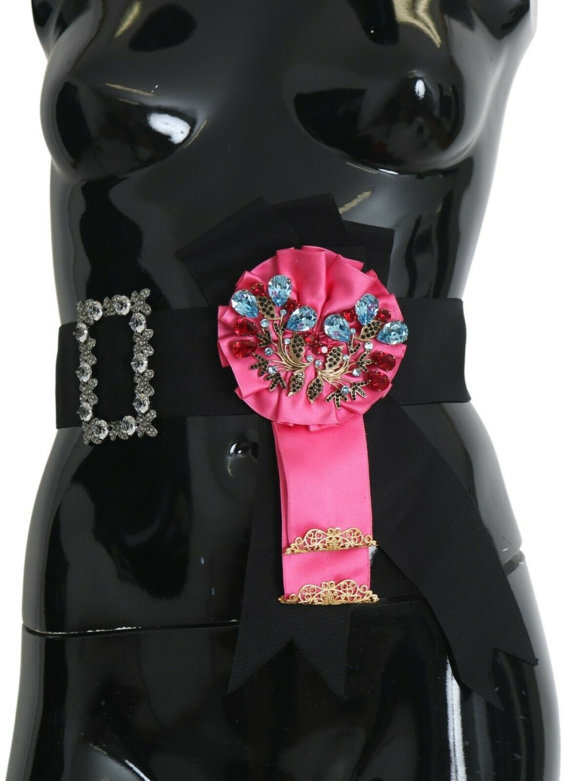 - Elegant Floral Crystal Ribbon Waist Belt