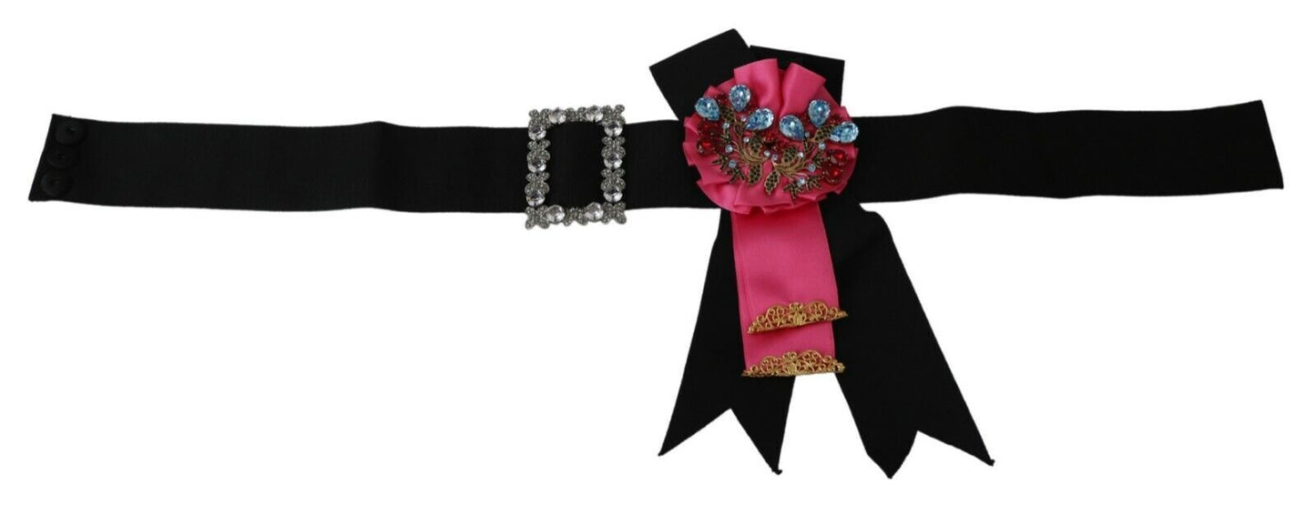 - Elegant Floral Crystal Ribbon Waist Belt