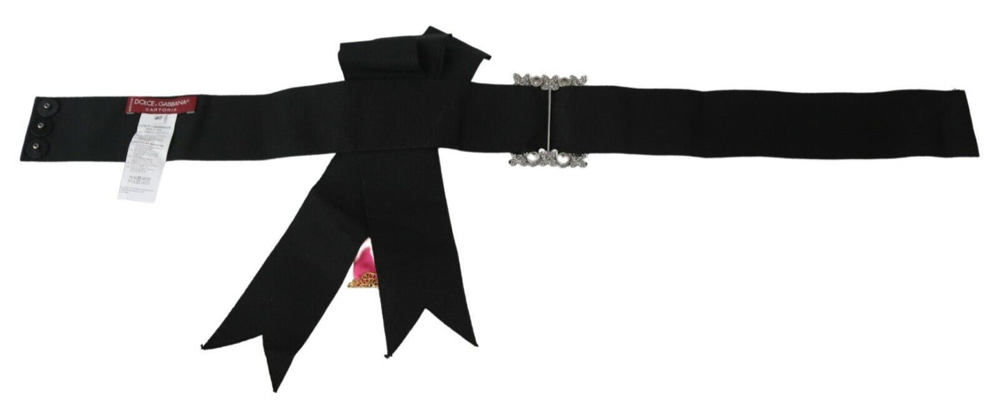 - Elegant Floral Crystal Ribbon Waist Belt