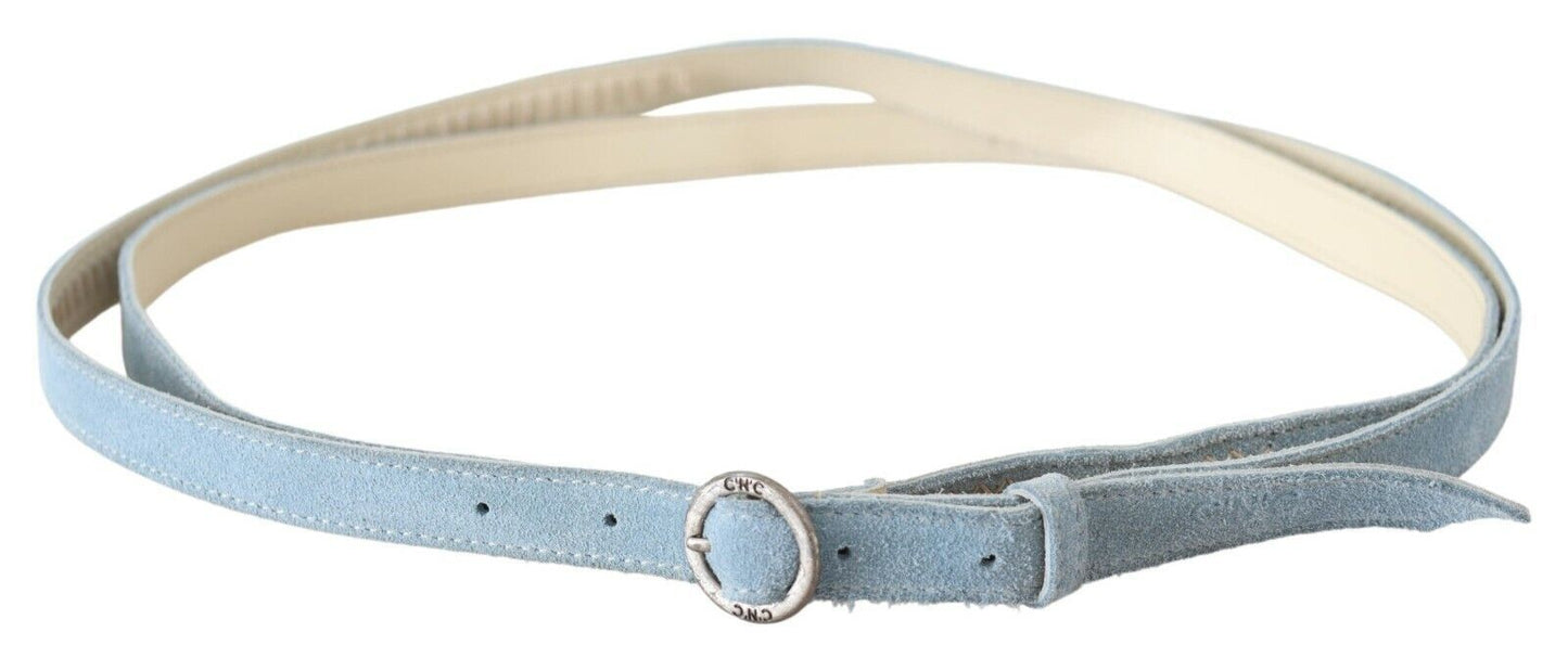 - Chic Sky Blue Leather Belt - Buckle Up in Style