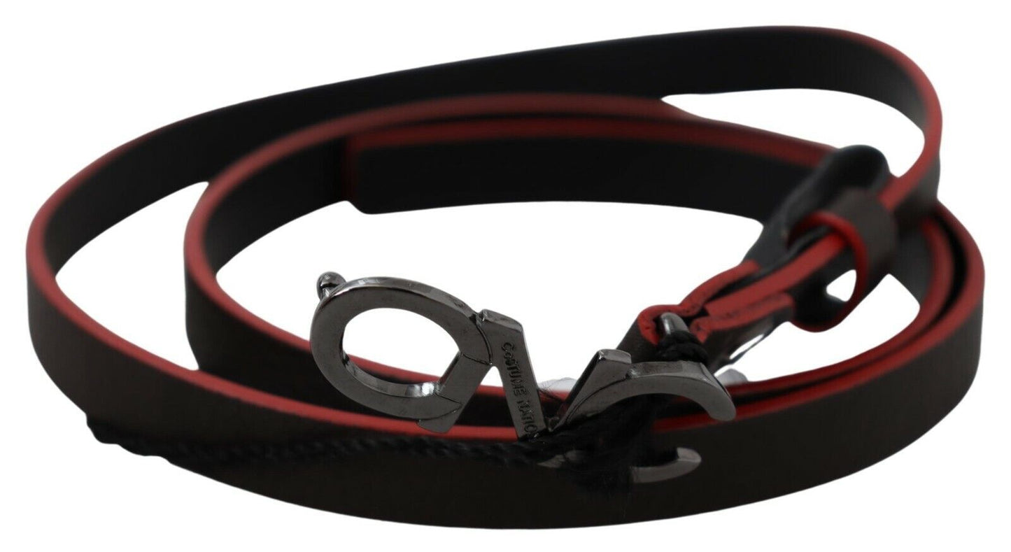 - Maroon & Black Italian Leather Fashion Belt