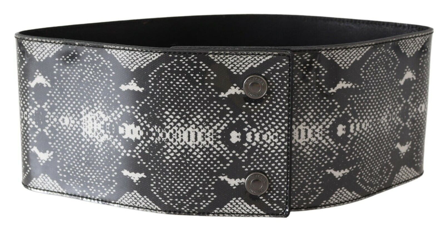 - Classic Snakeskin Motif Leather Belt