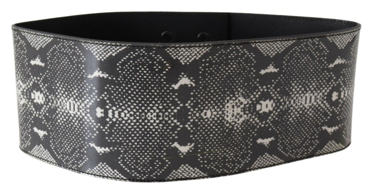 - Classic Snakeskin Motif Leather Belt