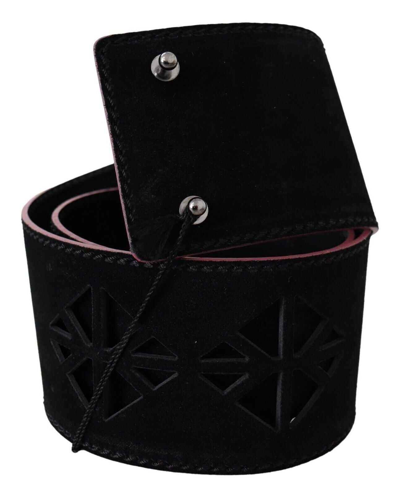 - Elegant Wide Leather Fashion Belt with Metal Accents