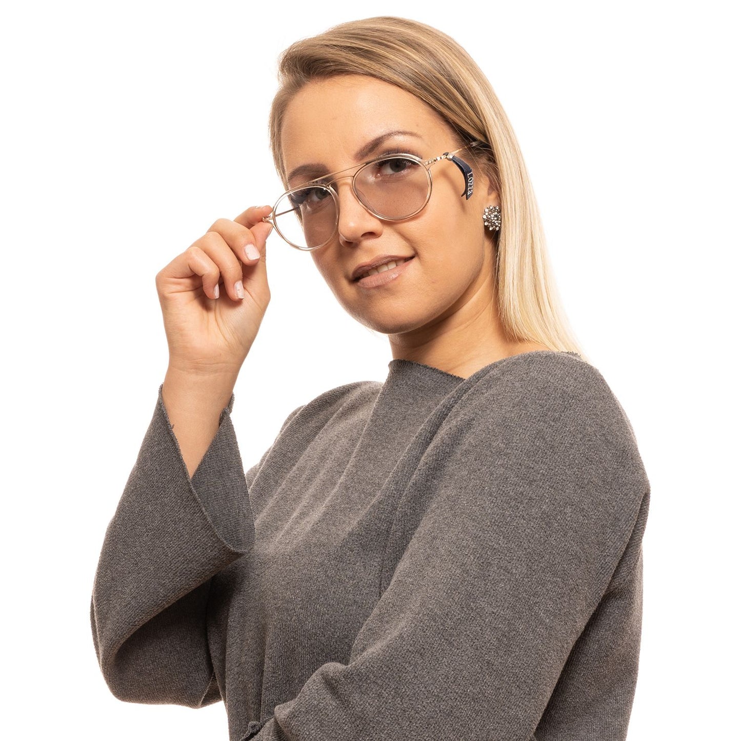 Lozza Gold Unisex Aviator Sunglasses with Transparent Lenses