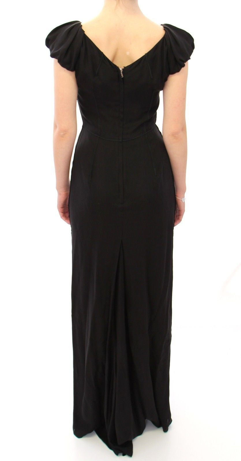 - Elegant Silk Shortsleeved Evening Gown