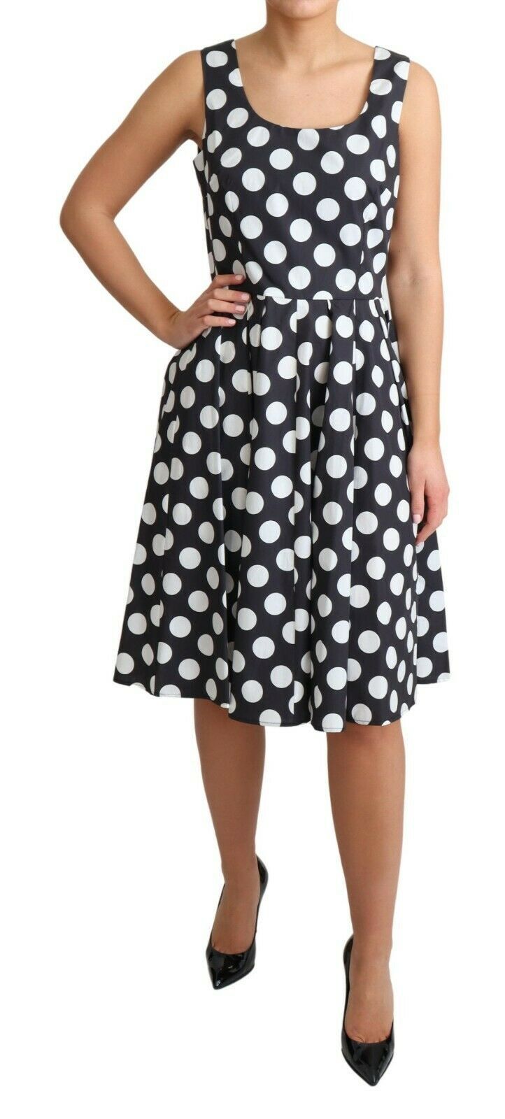 - Polka Dot Sleeveless A-Line Dress