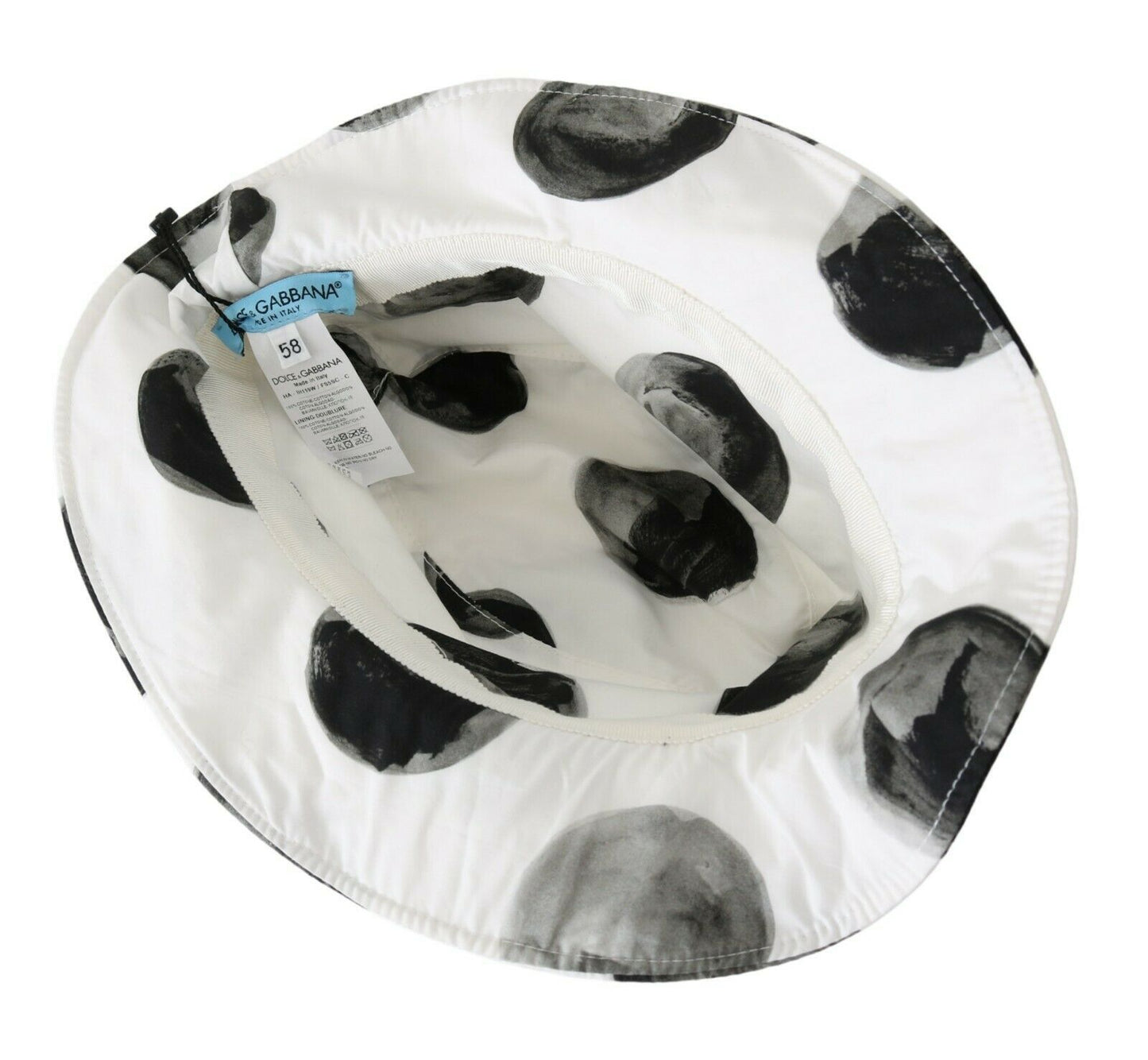 - Polka Dot Cotton Bucket Hat - White & Black