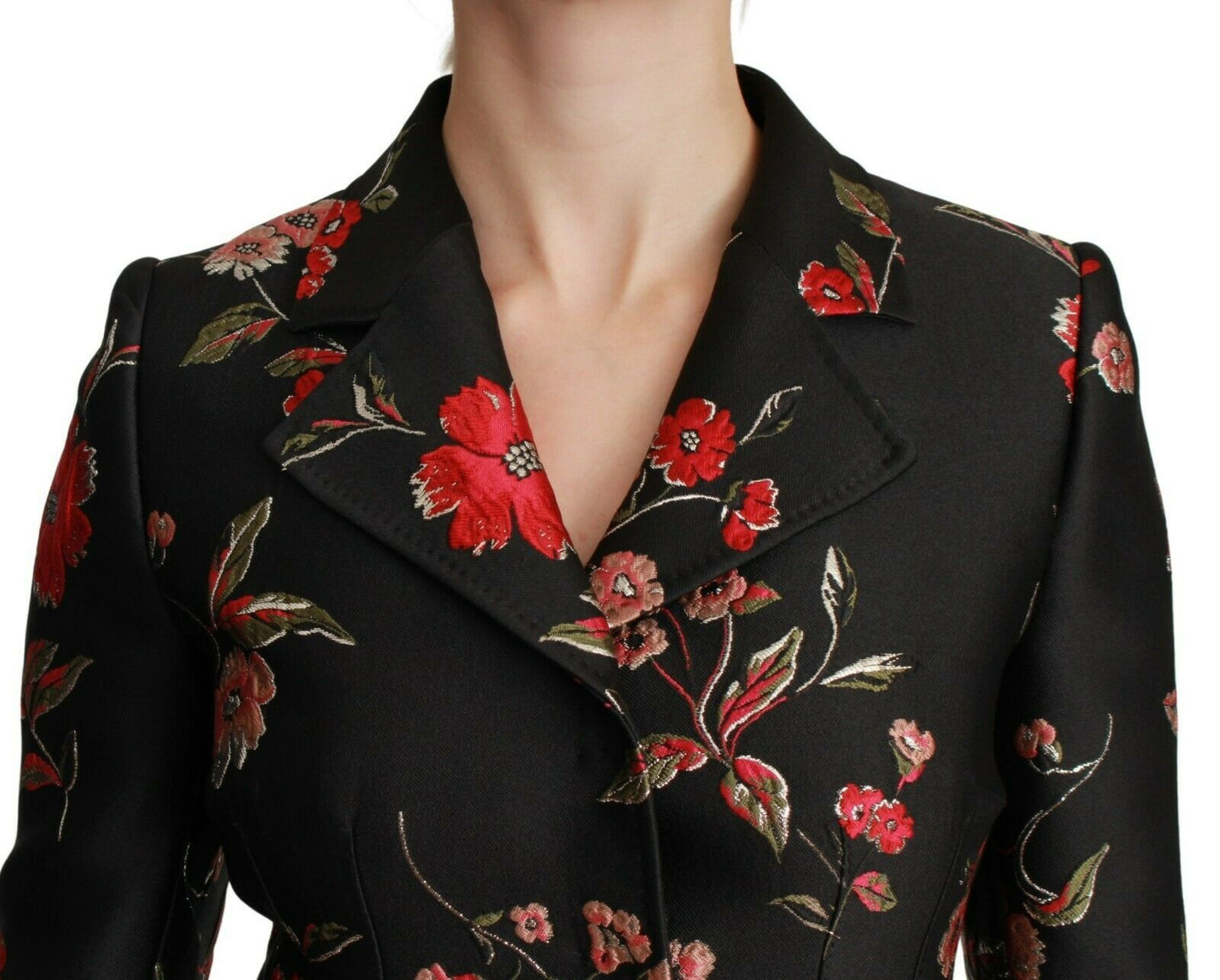 - Elegant Floral Embroidered Trench Coat