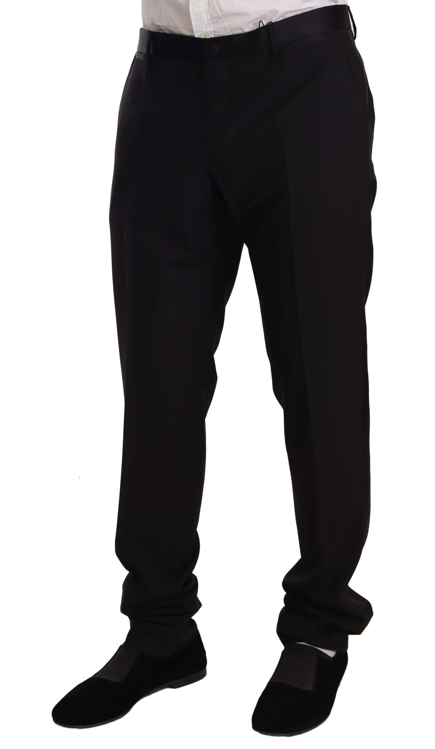 - Elegant Black Skinny Tuxedo Trousers