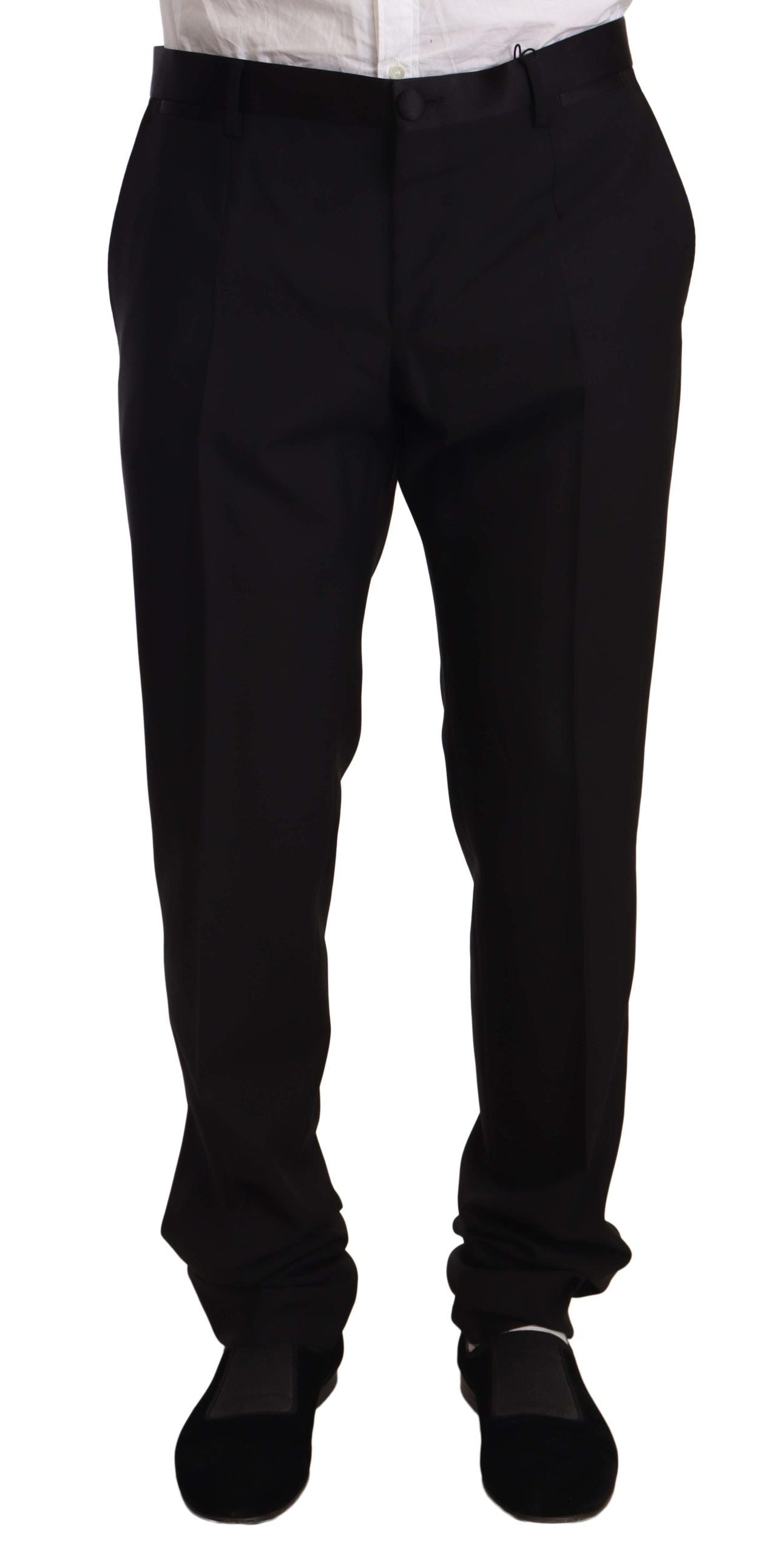 - Elegant Black Skinny Tuxedo Trousers