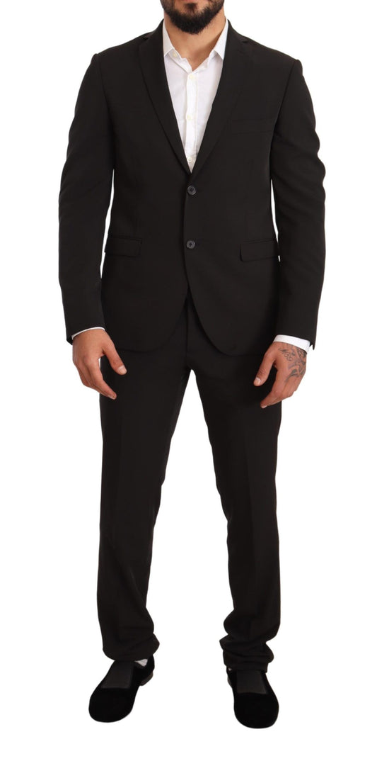 - Elegant Black Slim Fit Two-Piece Suit