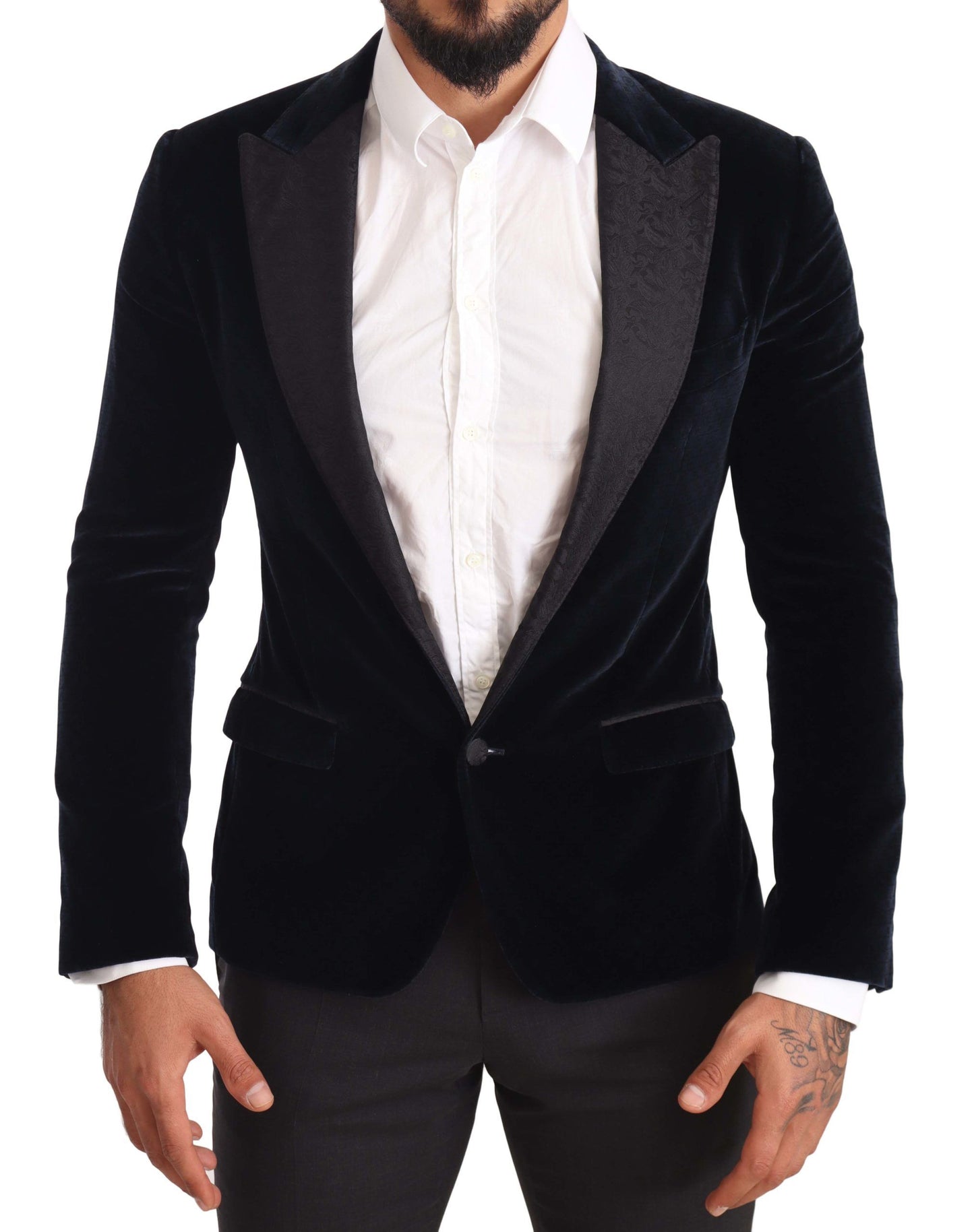 - Elegant Two-Piece Velvet Suit in Blue