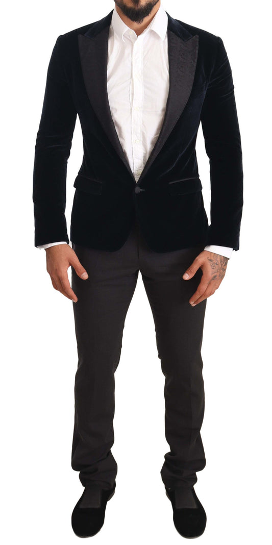 - Elegant Two-Piece Velvet Suit in Blue