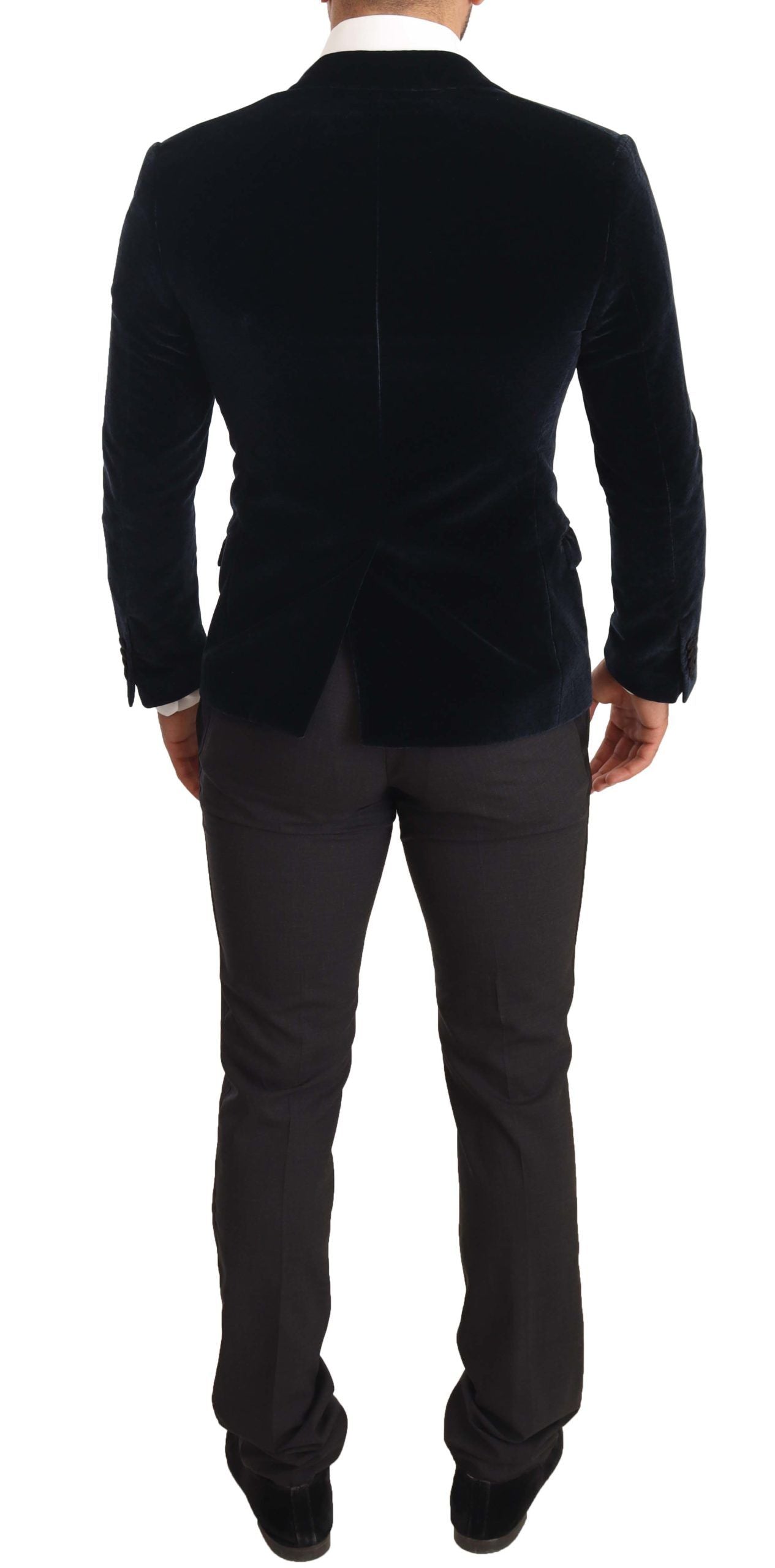 - Elegant Two-Piece Velvet Suit in Blue