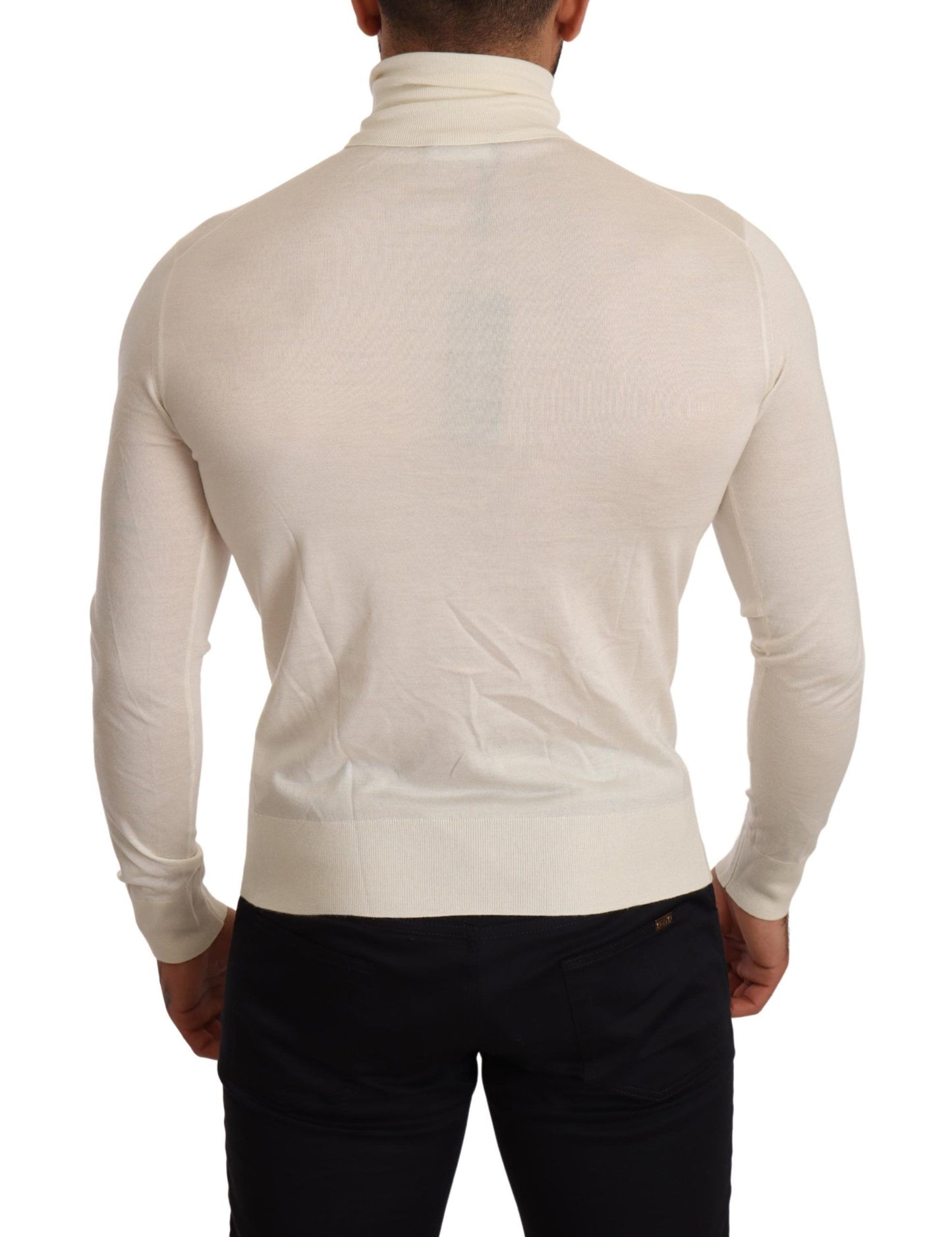 - Ivory Cashmere-Silk Blend Turtleneck Sweater