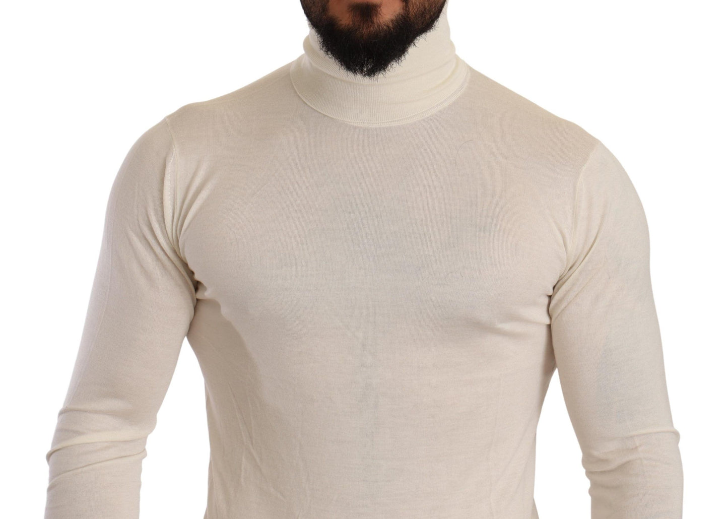 - Ivory Cashmere-Silk Blend Turtleneck Sweater