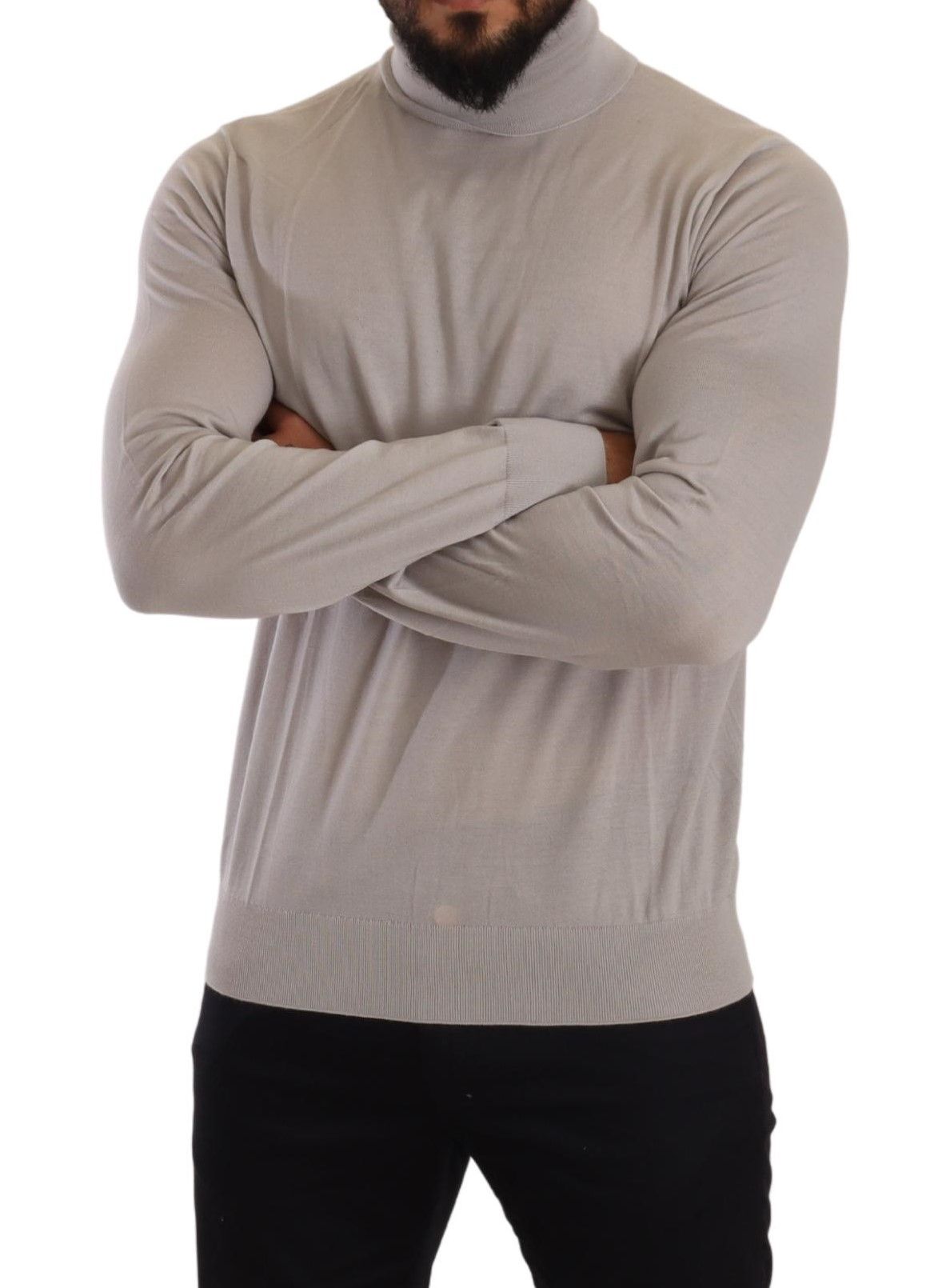 - Elegant Light Blue Cashmere Turtleneck Sweater