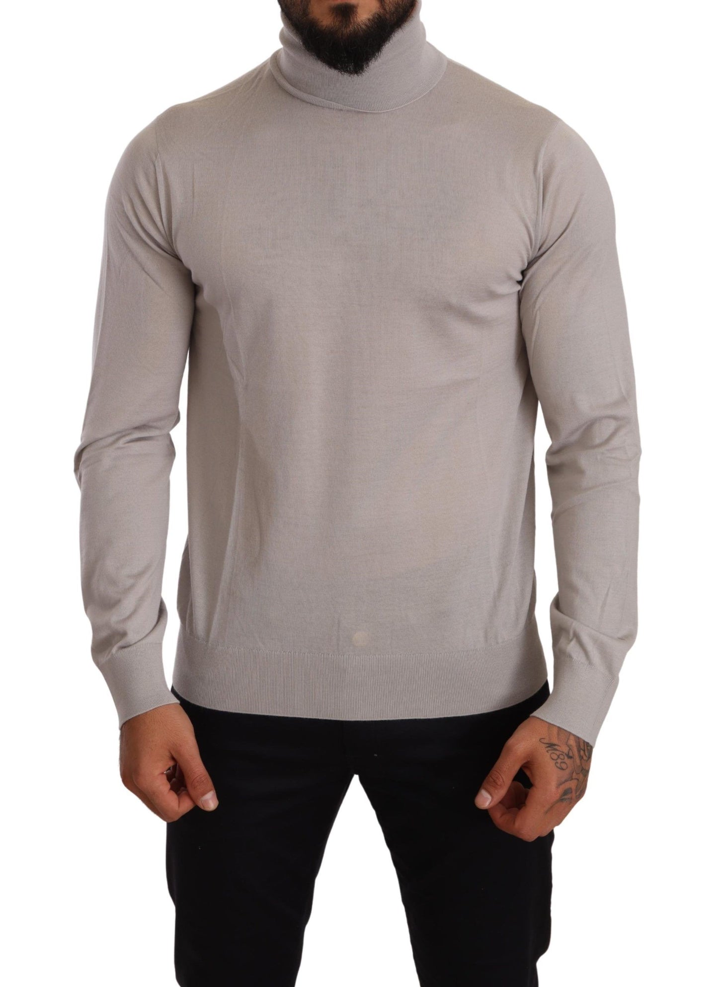 - Elegant Light Blue Cashmere Turtleneck Sweater