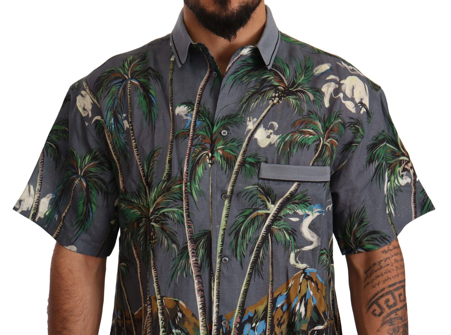 - Tropical Elegance Linen Silk Men's Shirt