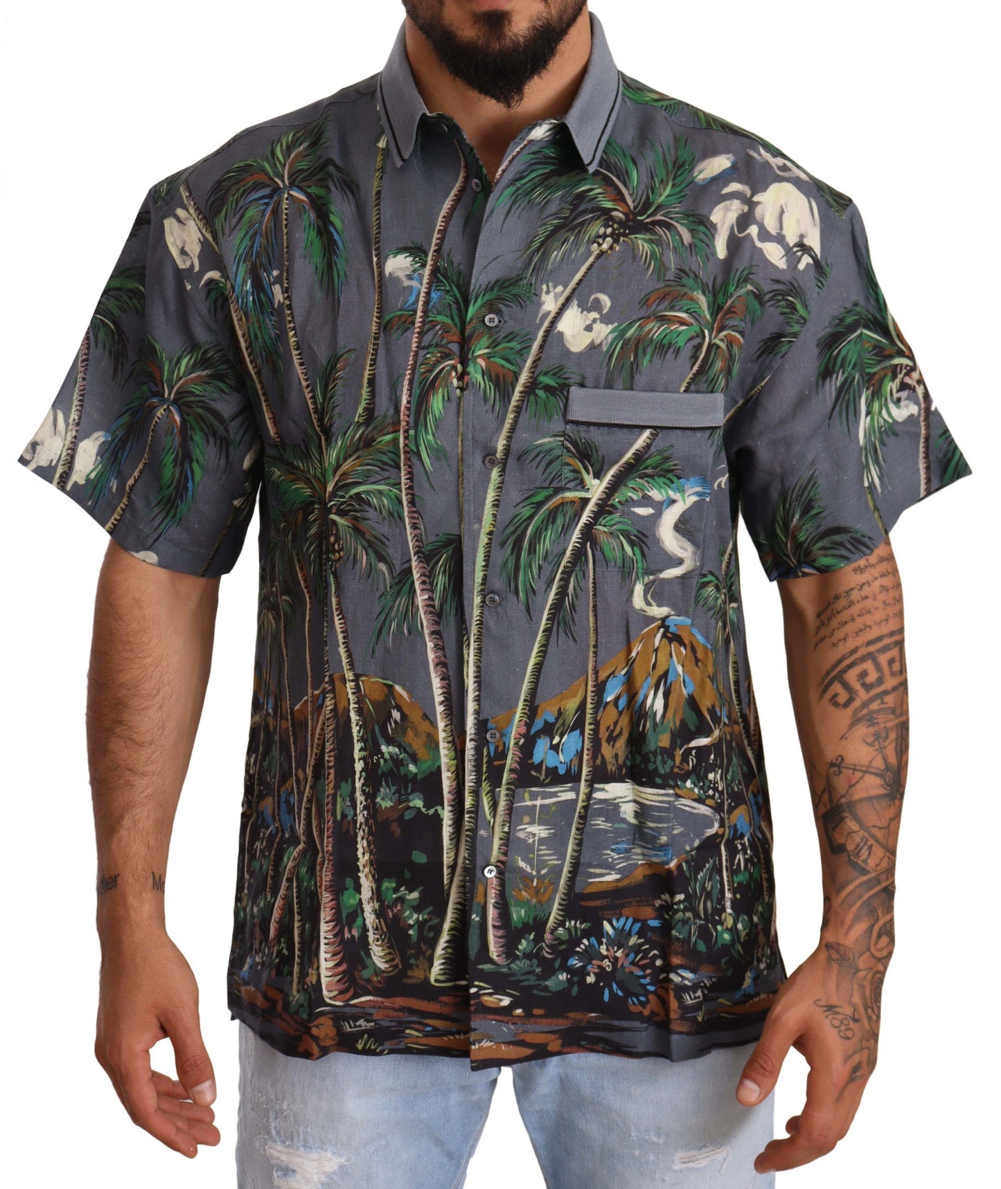 - Tropical Elegance Linen Silk Men's Shirt