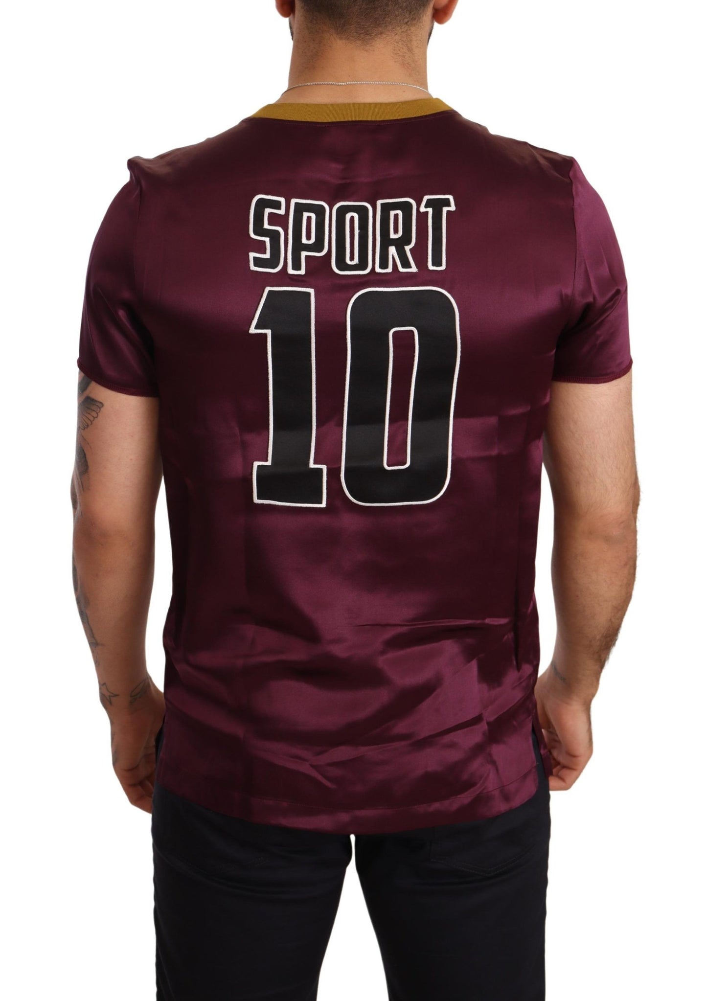 - Elegant Purple Silk Short Sleeve T-Shirt