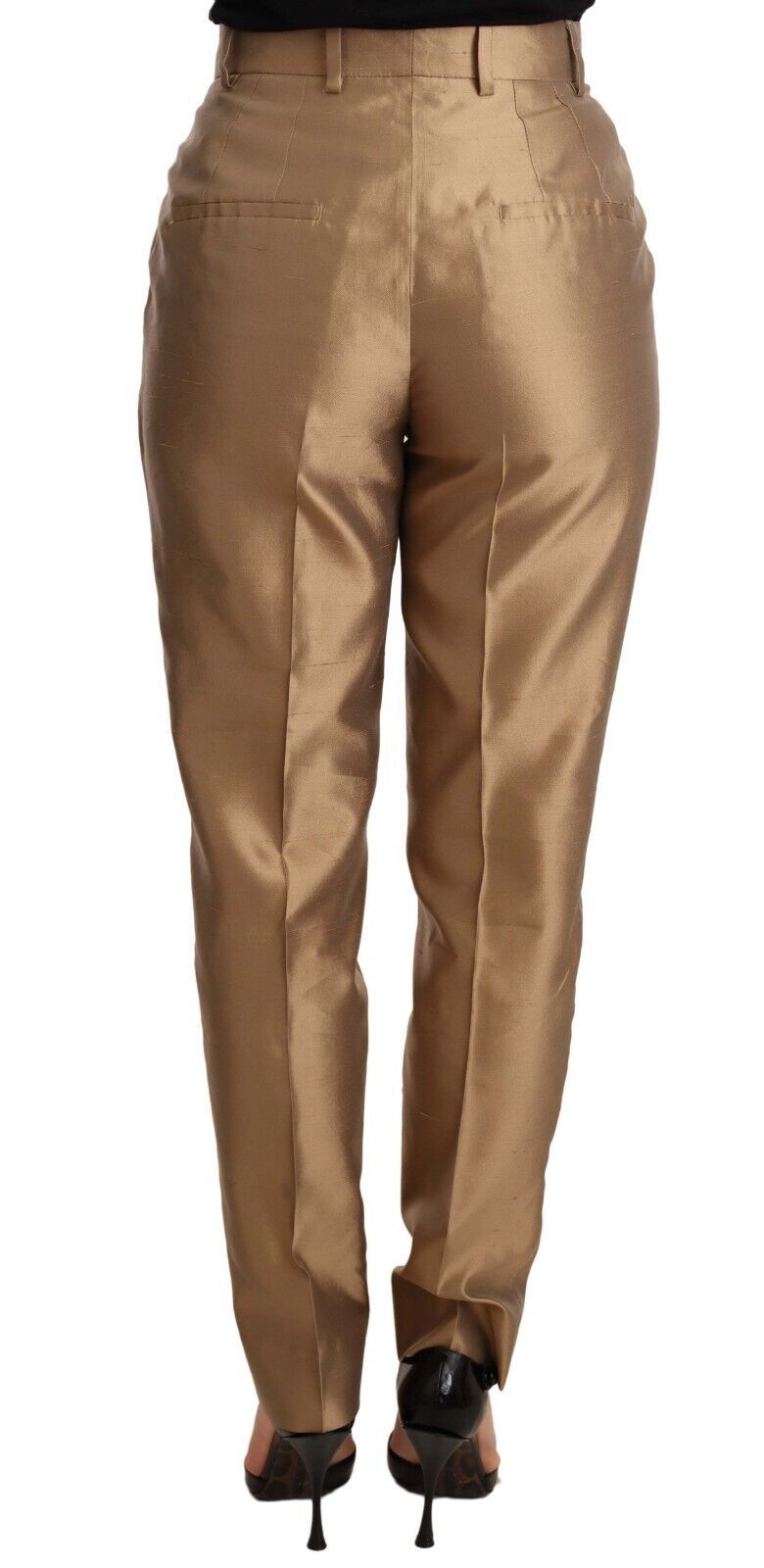 - Elegant Tapered Silk Trousers in Gold