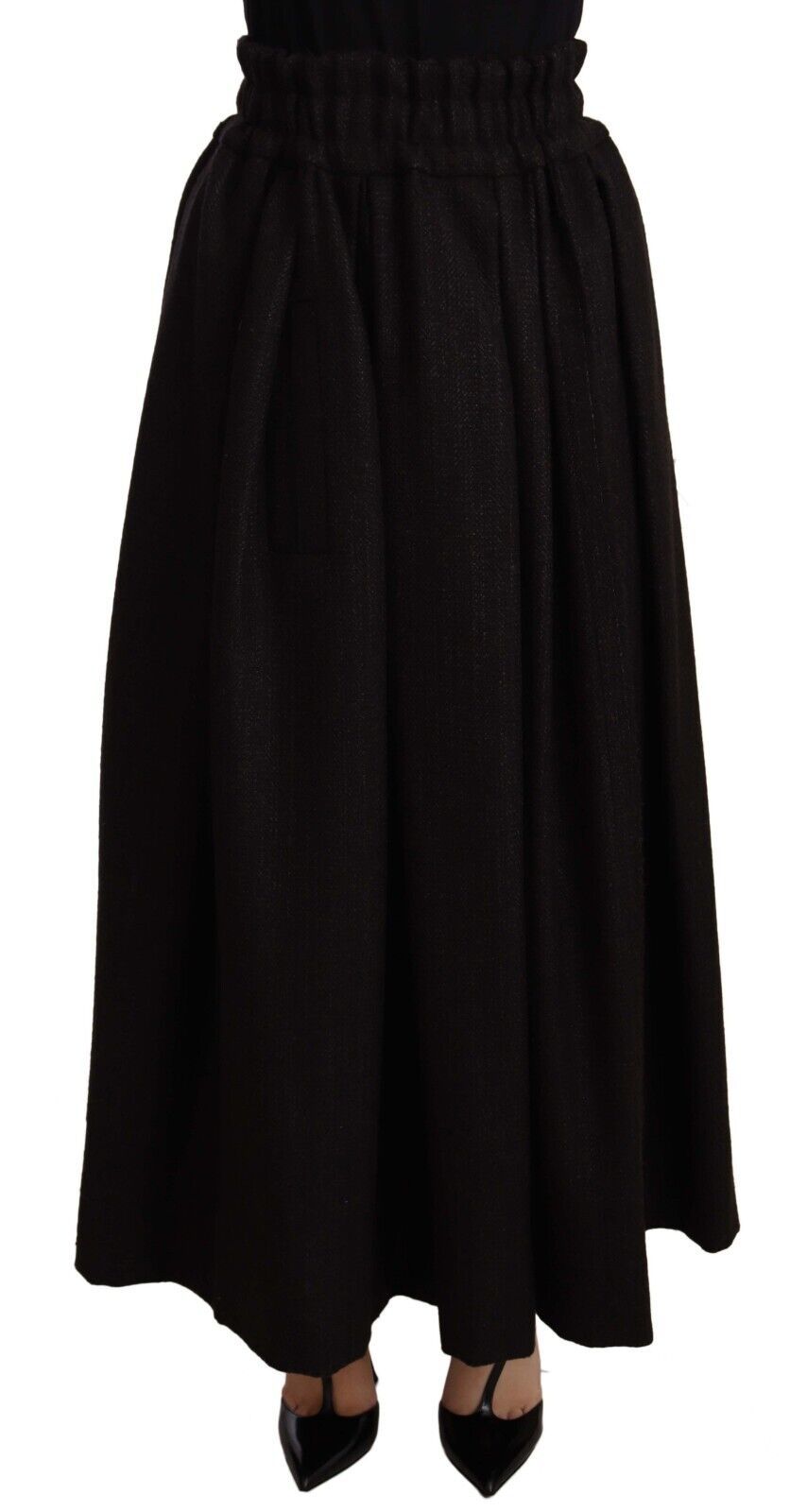- Elegant High Waist Maxi A-line Wool Skirt