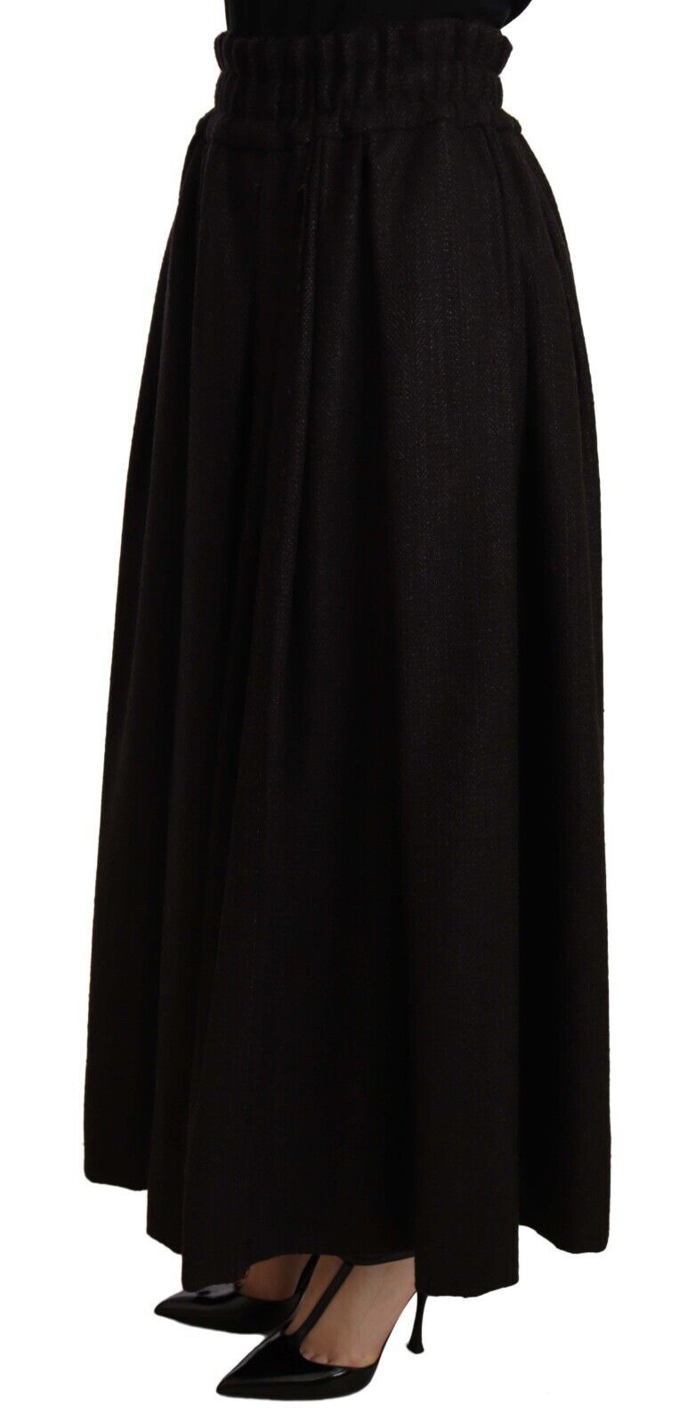 - Elegant High Waist Maxi A-line Wool Skirt