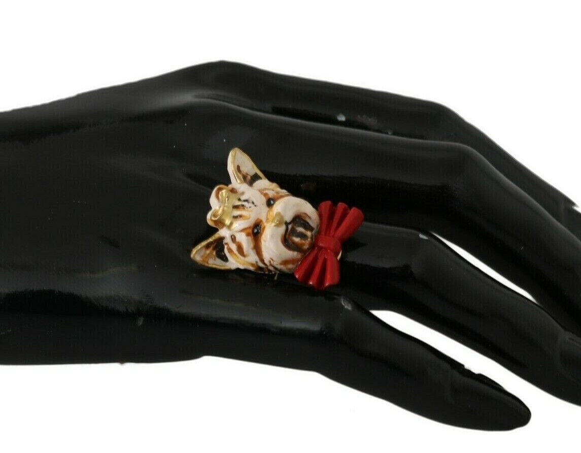 - Elegant Canine-Inspired Gold Tone Ring