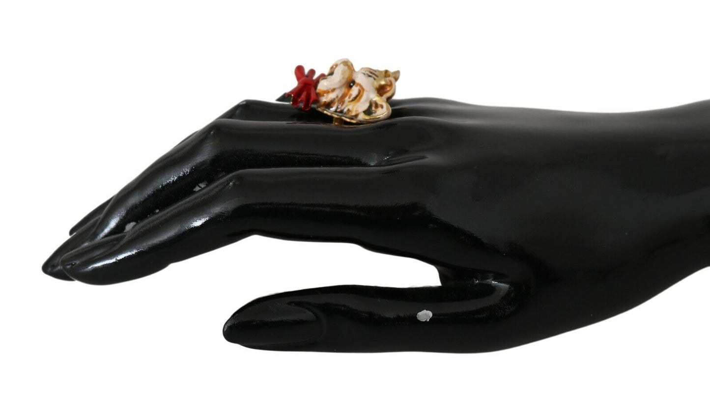 - Elegant Canine-Inspired Gold Tone Ring