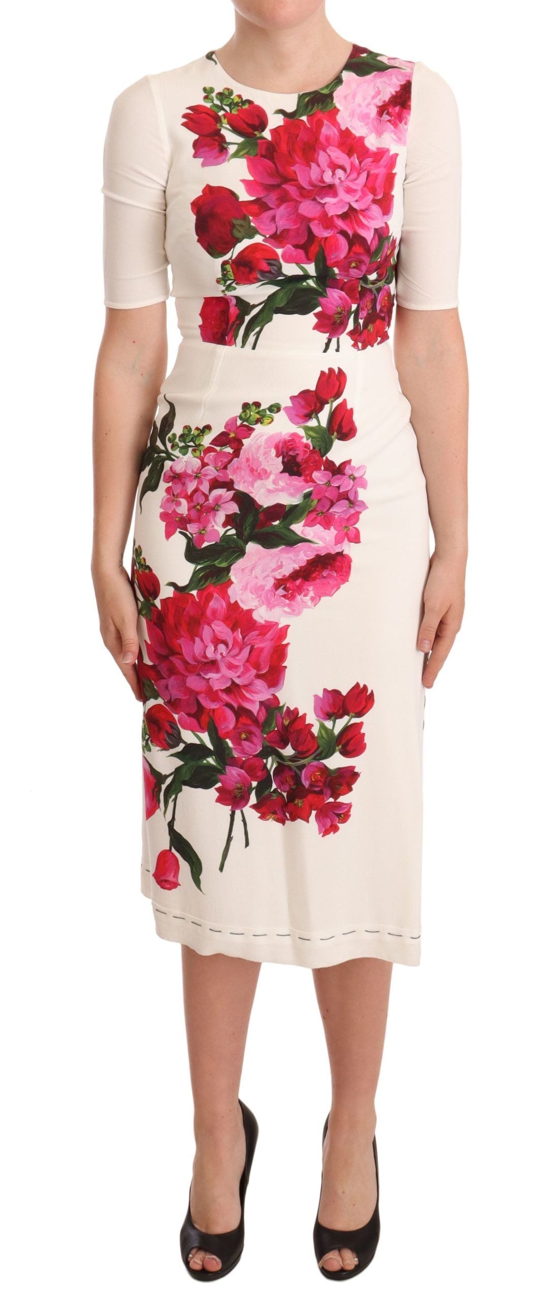 - Elegant Floral Midi Bodycon Dress