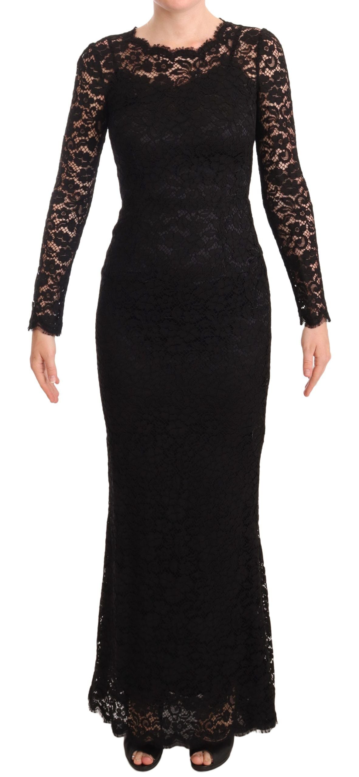 Elegant Laminated Lace Mermaid Dress by Dolce & Gabbana