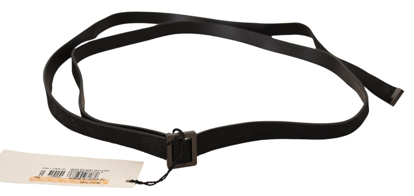 - Chic Black Leather Fashion Belt with Metal Buckle