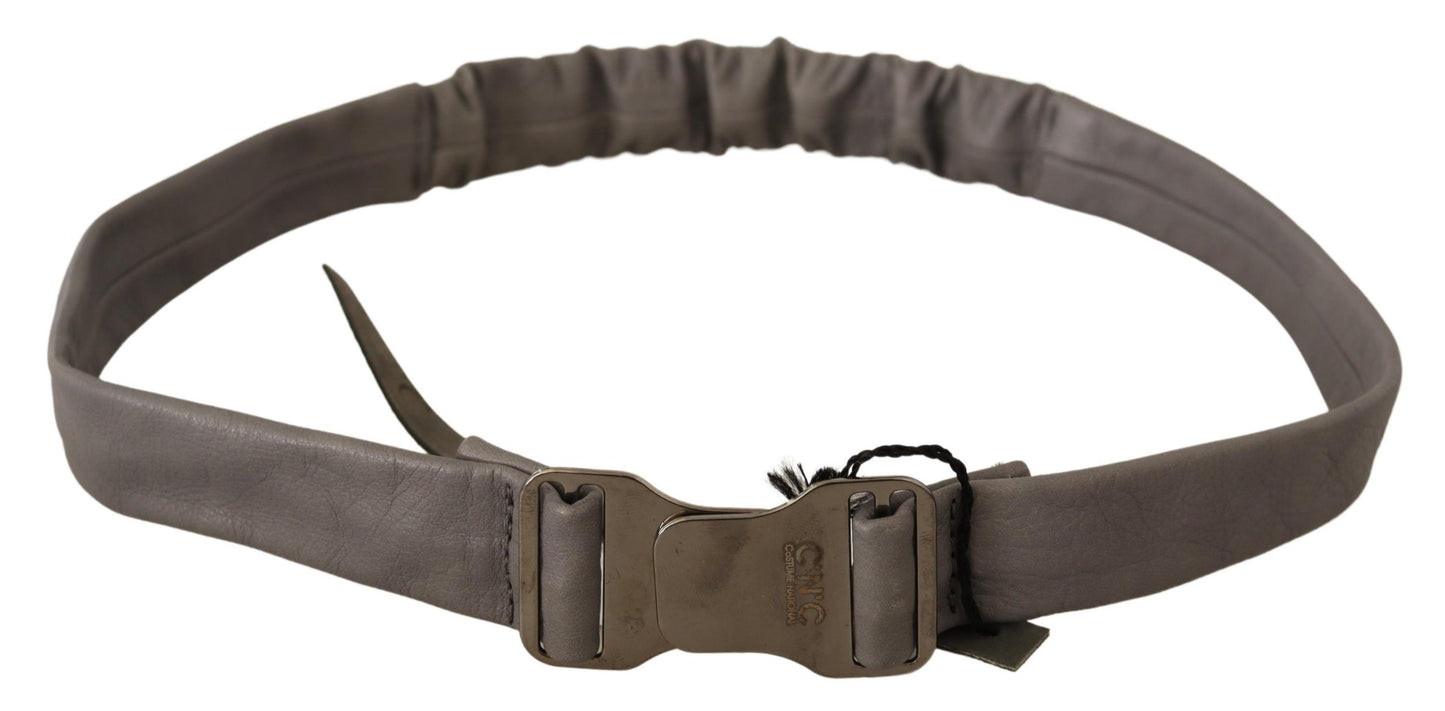 - Elegant Gray Leather Fashion Belt