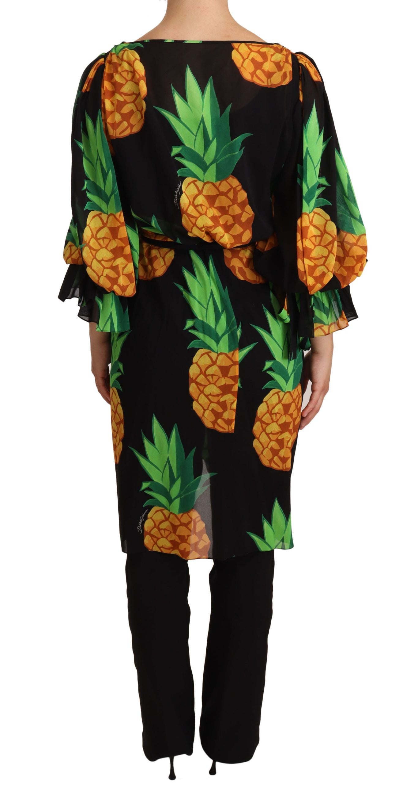 - Vibrant Pineapple Draped Wrap Dress