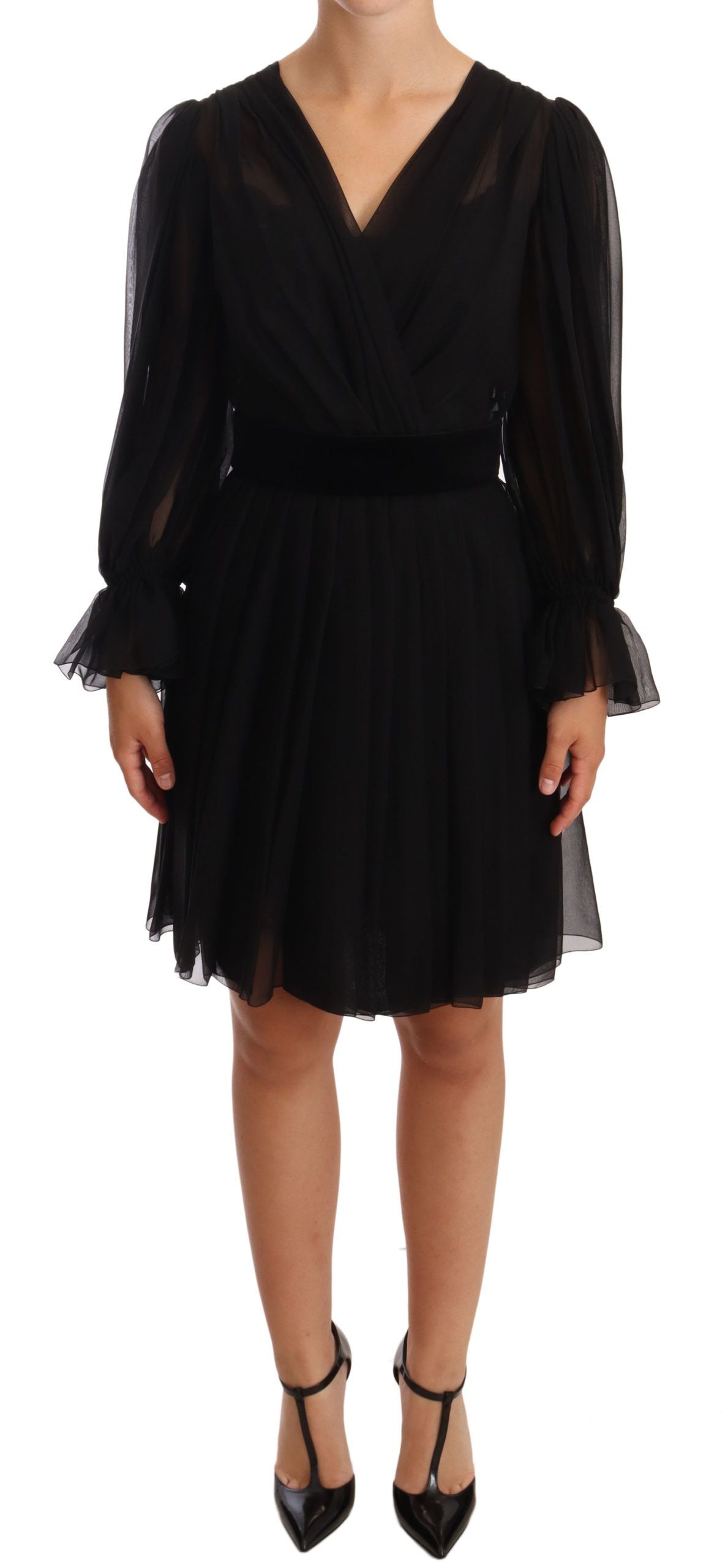 - Elegant V-Neck Silk Blend Mini Dress
