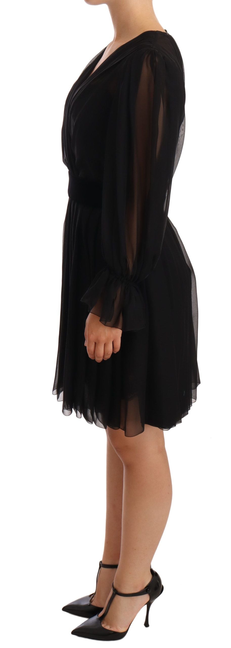 - Elegant V-Neck Silk Blend Mini Dress